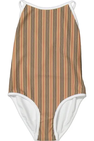Burberry Girls Archive Beige Sandie Icon Stripe One-Piece Swimsuit, Size 3Y