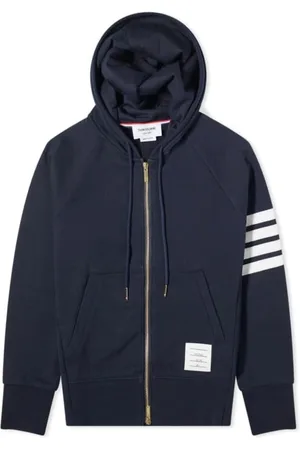 Thom Browne Navy 4-Bar Loopback Full Zip Hoodie, Brand Size 0 (X-Small)