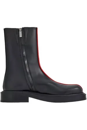 Salvatore Ferragamo Black Contasting Insert Leather Ankle Boots, Size 6