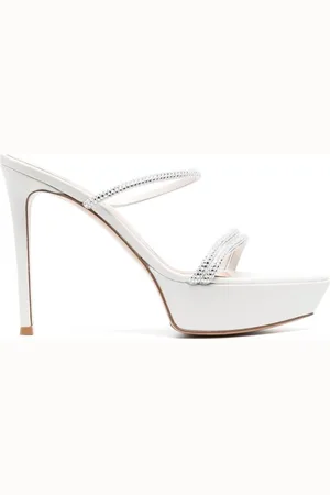 Gianvito Rossi White Cannes 85 Platform Sandals, Brand Size 37.5 ( US Size 7.5 )