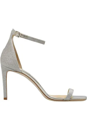 Jimmy Choo Platinum Ice Alva 85 Glitter Sandals, Brand Size 36 ( US Size 6 )