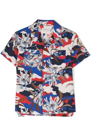 Moncler Kids Floral Print Poplin Shirt, Size 8Y