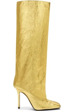The Attico Ladies Gold Sienna Crinkled Laminated 105 mm Knee-High Boots, Brand Size 36 ( US Size 6 )