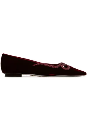 RENE CAOVILLA Rubino Velvet Morgana Embellished Ballet Flats, Brand Size 38 ( US Size 8 )