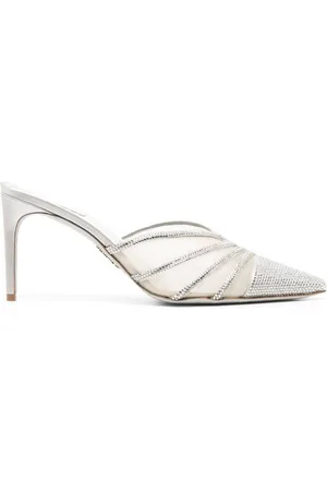 RENE CAOVILLA Emily Rhinestone Mesh Pointed-Toe Mules, Brand Size 37 ( US Size 7 )
