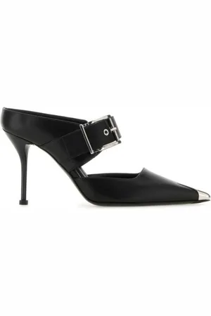 Alexander McQueen Punk Buckle Leather Mules, Brand Size 36 ( US Size 6 )