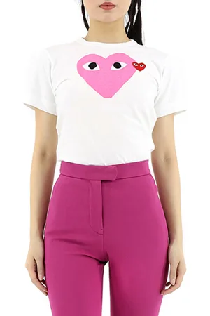 Comme des Garçons Ladies Double Heart Logo Short-sleve T-shirt, Size X-Small