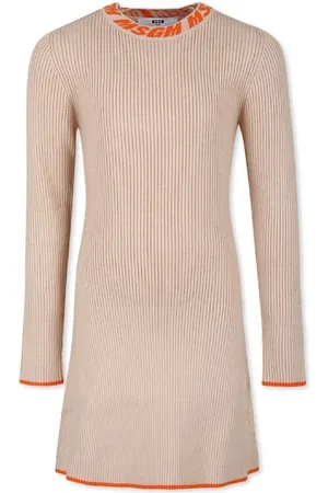 Msgm Girls Crew Rib Knit Long Sleeve Dress, Size 12Y