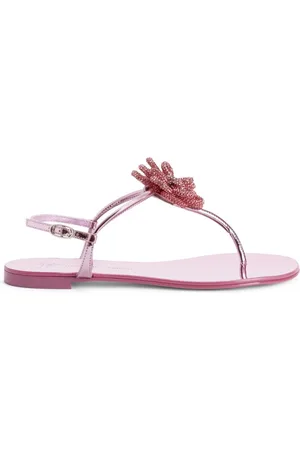 Giuseppe Zanotti Tilly Flower Crystals Embellished Flat Sandals, Brand Size 35 ( US Size 5 )