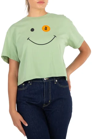 save the duck Ladies Mint Green Gilma Funny Face Tee, Brand Size 1 (Small)