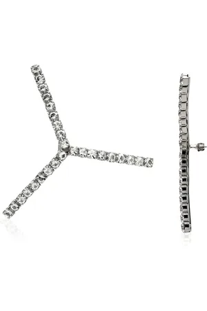 Y / PROJECT Silver Rhinestone Y Embellished Earrings
