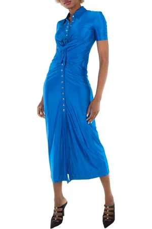 Paco rabanne Ladies Bright Blue Knotted Front Ruched Maxi Dress, Brand Size 36 (US Size 4)