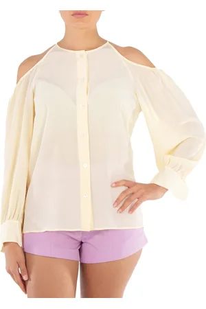 Stella McCartney Ladies Yellow Off Shoulder Silk Blouse, Brand Size 40 (US Size 6)