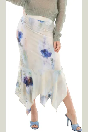 Acne Studios Enola Floral Asymmetric Midi Skirt, Size Medium