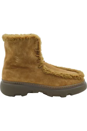 Burberry Shearling-Trim Suede Creeper Boots, Brand Size 42.5 (US Size 9.5)
