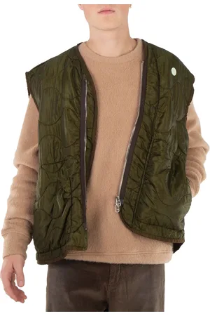 OAMC Mens Dark Moss Zipped Vest, Size Medium