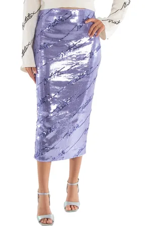 ROTATE Ladies Violet Tulip Sequin Midi Skirt, Brand Size 38 (US Size 4)