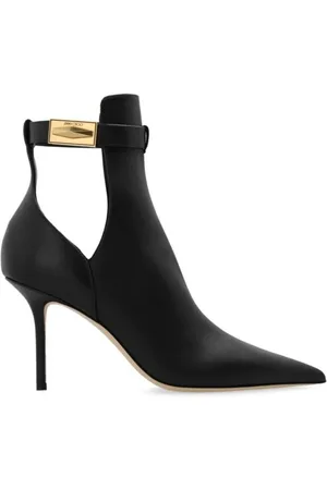 Jimmy Choo Black Nell 85 Leather Ankle Boots, Brand Size 36 ( US Size 6 )