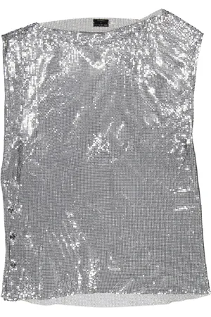 Paco rabanne Ladies Silver Shiny Disco Blouse, Brand Size 36 (US Size 4)