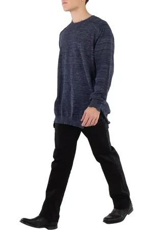 YOHJI YAMAMOTO Navy Open Work Po Sweater, Brand Size 3 (Large)