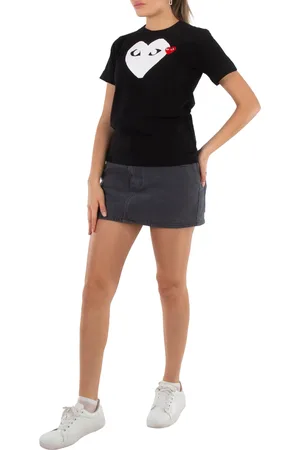 Comme des Garçons Play Ladies Black T-shirt With Heart Print & Patch, Brand Size Small