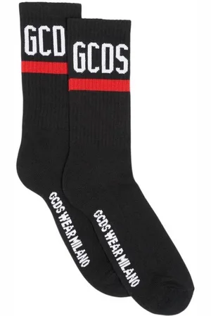 GCDS Logo Brand Black Socks, Brand Size II (Medium)