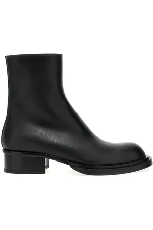 Alexander McQueen Black Cuban Stack Leather Boots, Brand Size 40 ( US Size 7 )