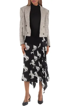 Stella McCartney Beige Double-Breasted Cropped Boxy Blazer, Brand Size 38 (US Size 4)