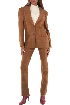 Stella McCartney Ladies Brown Prince-Of-Wales Slim-Cut Trousers, Brand Size 36 (US Size 2)