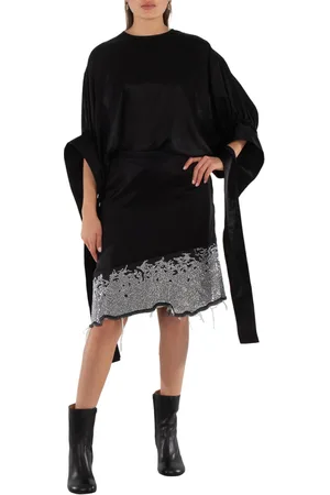 J.W.Anderson Ladies Black Glitter-Detail Asymmetric Skirt, Brand Size 8 (US Size 4)