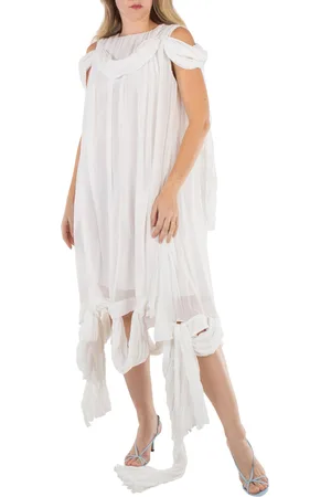 J.W.Anderson Ladies White Silk Draped Midi Dress, Brand Size 6 (US Size 2)