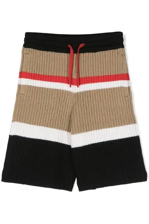 Burberry Kids Jaimie Stripe Wool Blend Drawstring Shorts, Size 10Y