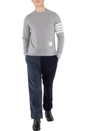 Thom Browne Light Grey 4-Bar Loopback Cotton Sweatshirt, Brand Size 1 (Small)