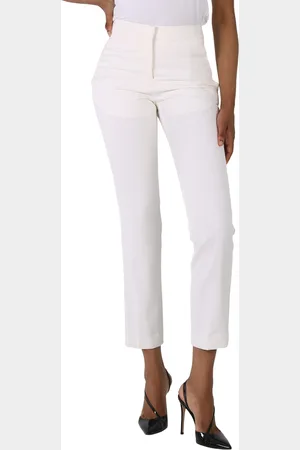 Burberry Optic White Silk Side Stripe Technical Wool Tailored Trousers, Size 6 (US Size 4)