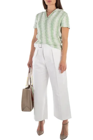 Jil Sander Ladies Optic White Wide-Leg Culotte Pants, Brand Size 34 (US Size 2)