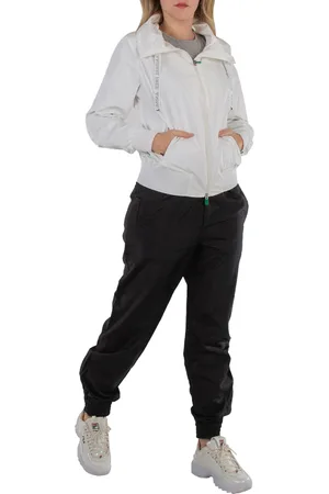 save the duck Ladies White Karin Bomber Rain Jacket, Brand Size 2 (Medium)