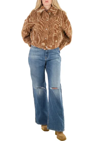 Stella McCartney Ladies Brown Woodgrain-Print Shearling Jacket, Brand Size 36 (US Size 2)
