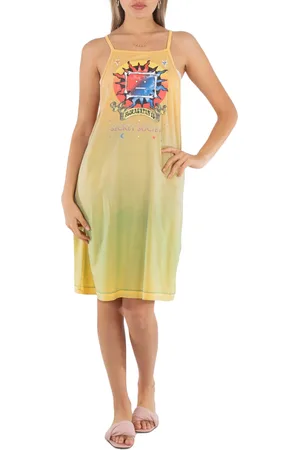 Acne Studios Ladies Yellow Brown Screen Print Dress, Size Large
