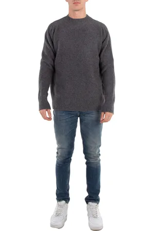 OAMC Mens Stone Grey Logo-Print Wool Jumper, Size X-Small