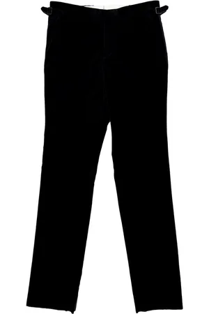 Burberry Mens Black Cotton Velvet Tuxedo Trousers, Brand Size 52 (Waist Size 35.8