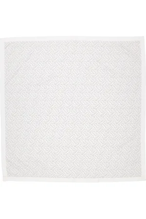 Burberry Dove White Exclusive Logo Stretch Cotton Baby Blanket