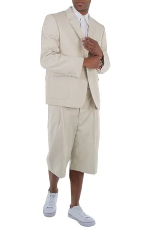 Thom Browne Mens Natural White Unconstructed Single Pleat Shorts, Brand Size 2