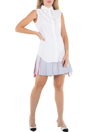 Thom Browne Ladies Light Blue Step-Hem Pleated Skirt, Brand Size 38 (US Size 2)