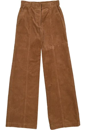 Burberry Blakely High-Rise Wide-Leg Flared Corduroy Trousers, Brand Size 10 (US Size 8)
