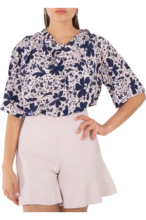 Stella McCartney Blue Silk Foral Print Blouse, Brand Size 38 (US Size 4)
