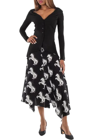 Stella McCartney Black Asymmetric-Hem Buttoned Moulded Cardigan, Brand Size 38 (US Size 4)