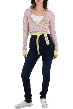 Y / PROJECT Y / Project Ladies Pink / Yellow Wrap Jacquard Cardigan, Brand Size 34 (US Size 2)