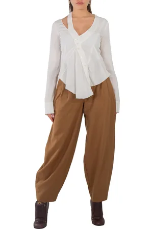 Stella McCartney Ladies Brown Pleated Banana Leg Trousers, Brand Size 36 (US Size 2)
