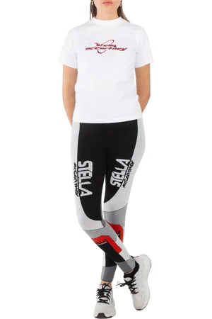 Stella McCartney Ladies Black Sporty Logo-Print Leggings, Brand Size 36 (US SIze 2)