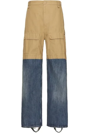 Balenciaga Mens Patched Layered-Design Cargo Pants, Size X-Small
